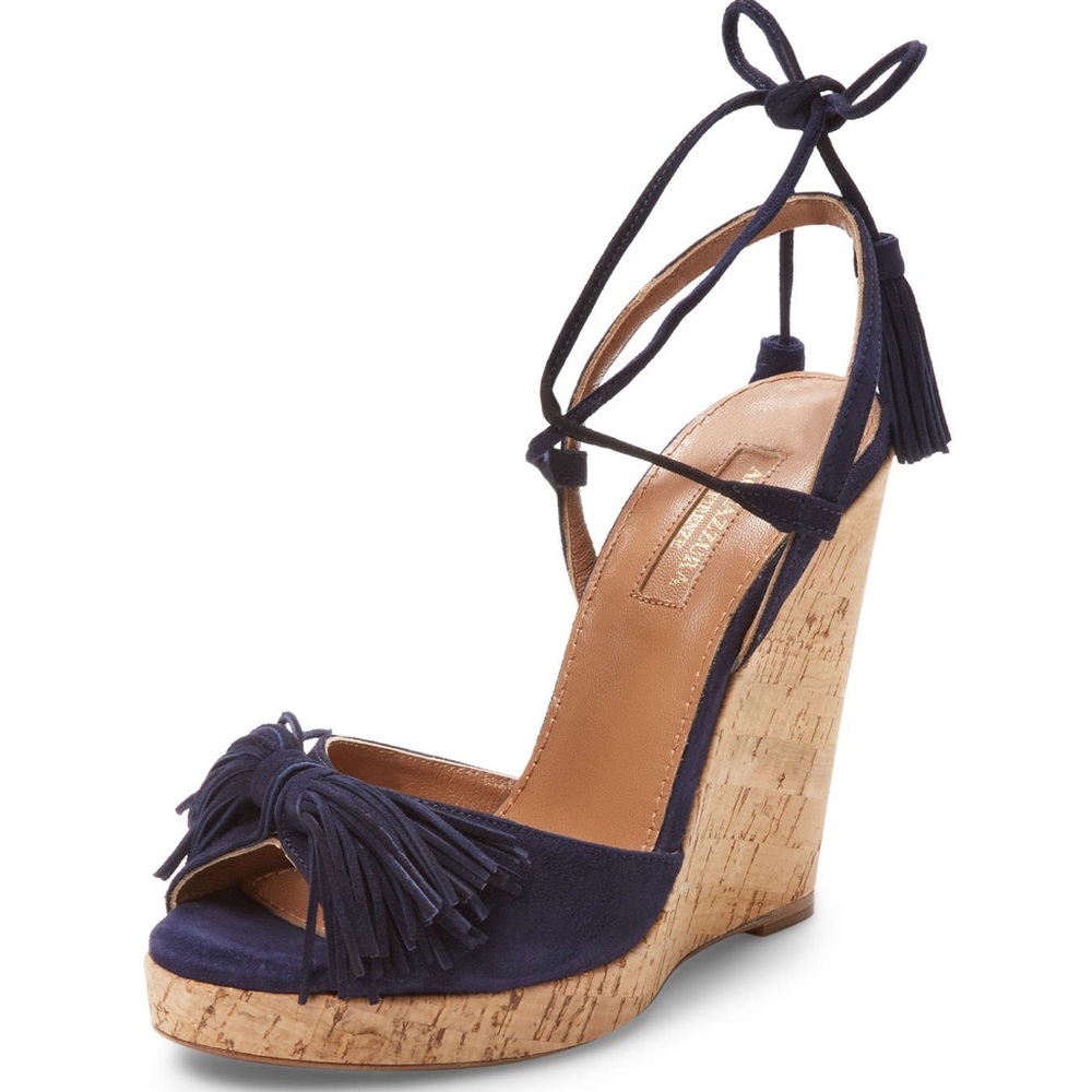 Aquazurra Navy Wedge Sandal